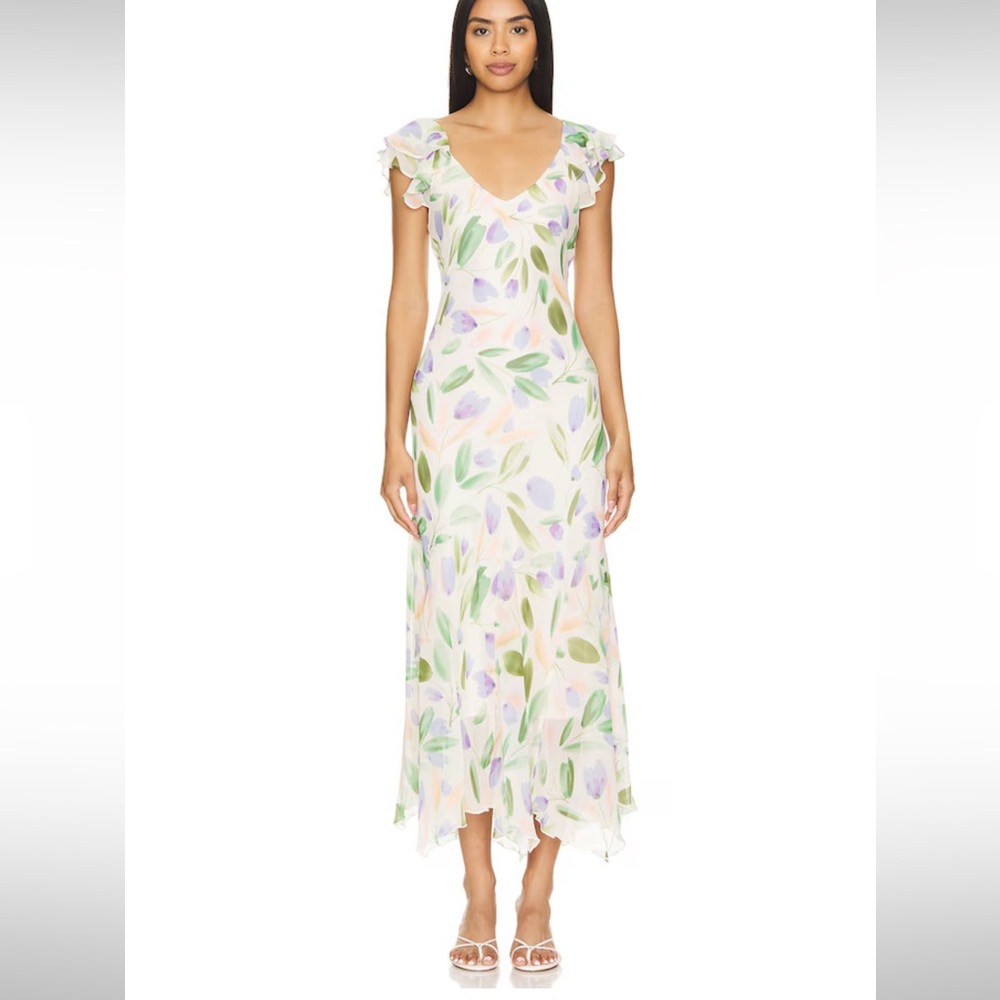 Astr Wisteria Midi Dress in Blue Multi